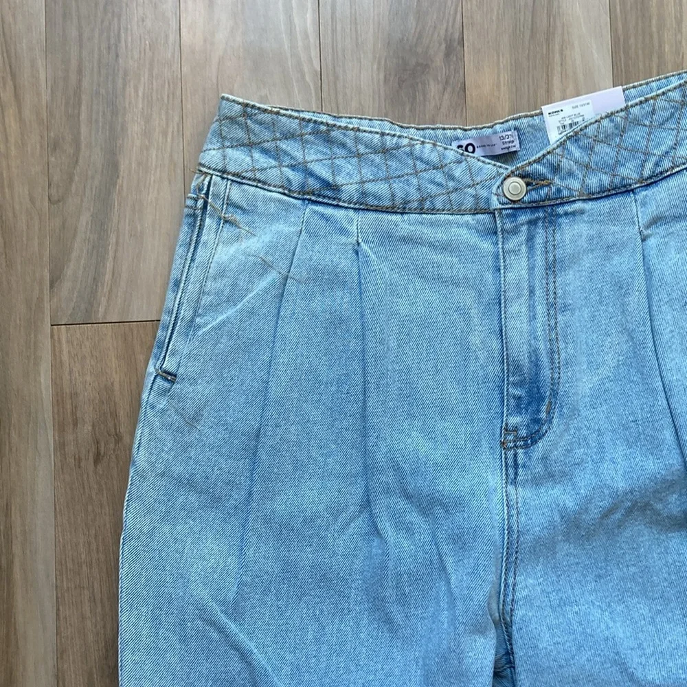 So Super high rise straight woven denim jean pant quilted design waistband 13/31 - Picture 6 of 16